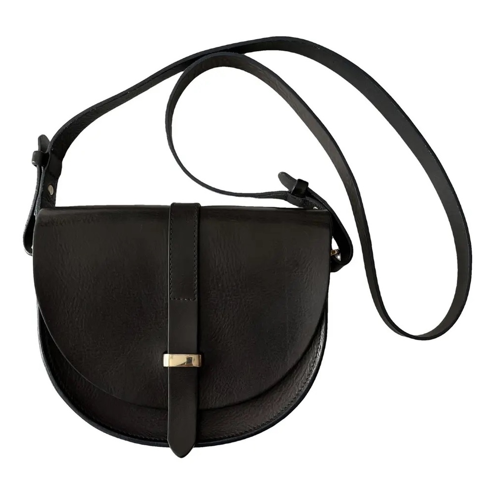 Sezane Claude Black Leather Crossbody Bag